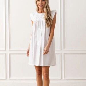 Mi Golondrina White Floral Embroidered Dress